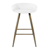 Set of Two 24" White And Bronze Steel Low Back Counter Height Bar Chairs